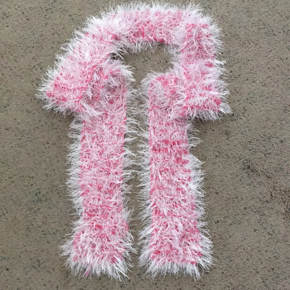 VINTAGE Knit Scarf Pink White